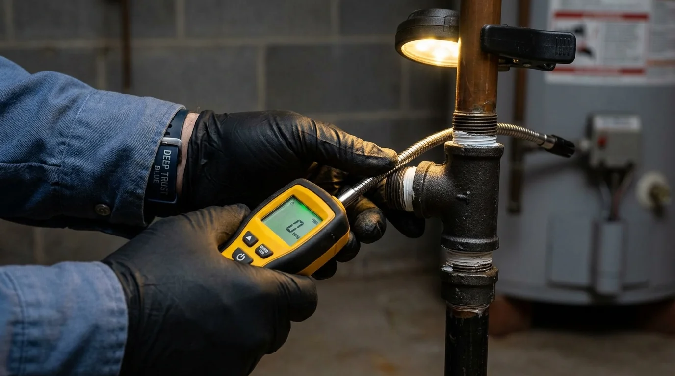 Gas leak detection with electronic sniffer by Johns Plumbing LLC in New Canaan