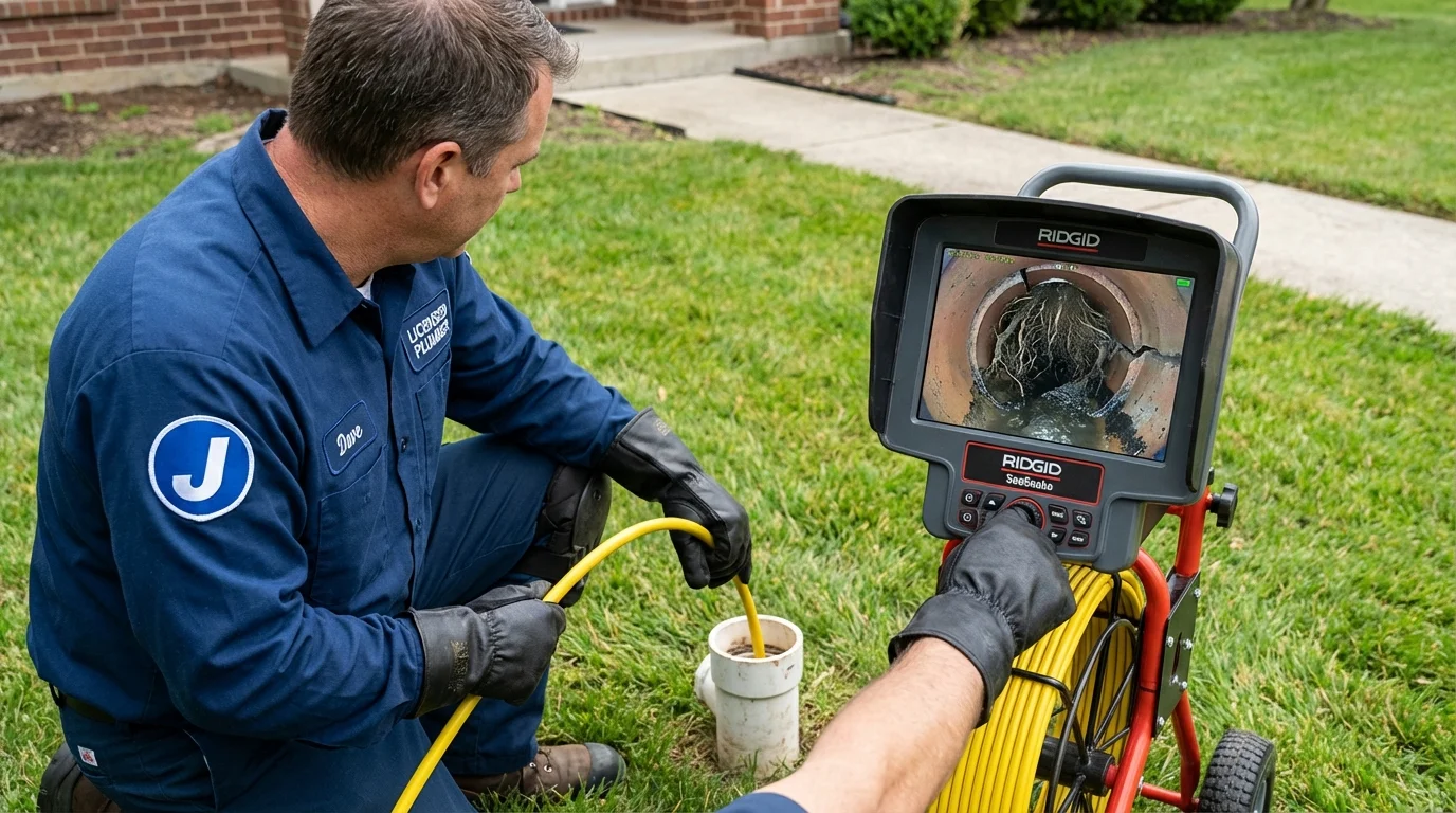 Sewer camera inspection being performed by Johns Plumbing LLC in New Canaan